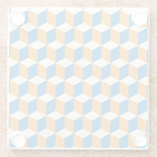 Retro-isometrische Würfel, geometrische Illusion Glasuntersetzer (Rückseite)