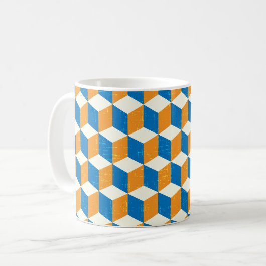 Retro-isometrische Würfel, geometrische Illusion Kaffeetasse (Vorderseite Links)