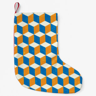 Retro-isometrische Würfel, geometrische Illusion Kleiner Weihnachtsstrumpf