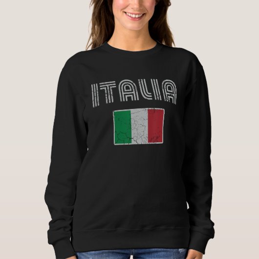 Retro Italia Flag Italien Italienische Liebe Fami Sweatshirt (Vorderseite)