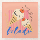 Retro Italian Ice Cream Cones Glasuntersetzer (Vorderseite)