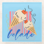 Retro Italian Ice Cream Cones Glasuntersetzer (Vorderseite)