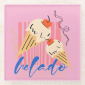 Retro Italian Ice Cream Cones Glasuntersetzer (Vorderseite)