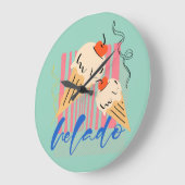 Retro Italian Ice Cream Cones Große Wanduhr (Winkel)