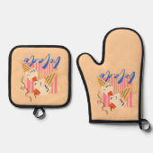 Retro Italian Ice Cream Cones Ofenhandschuh & Topflappen-Set (Vorderseite)