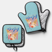 Retro Italian Ice Cream Cones Ofenhandschuh & Topflappen-Set (Vorderseite/Rückseite)