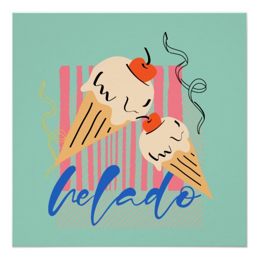 Retro Italian Ice Cream Cones Poster (Vorderseite)