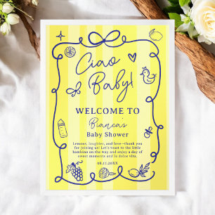 Retro Italian Lemon Ciao Baby Dusche Empfang Poster