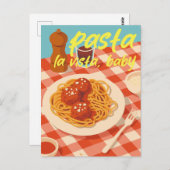 Retro Italian Restaurant Vibe Pasta Pun Postkarte (Vorne/Hinten)