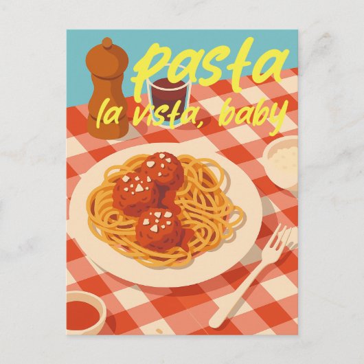 Retro Italian Restaurant Vibe Pasta Pun Postkarte (Vorderseite)