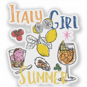 Retro Italien Mädchen Sommer Amalfi-Küste Zitrone  Aufkleber