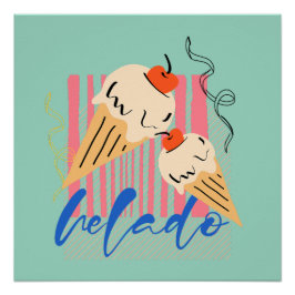 Retro italienische Eiswaffeln Poster