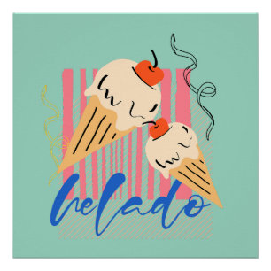Retro italienische Eiswaffeln Poster