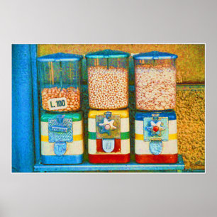 Retro italienische Nut Vending Machines der 50er J Poster