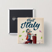 Retro italienischen Cartoon Roller Poster. Button (Vorne & Hinten)