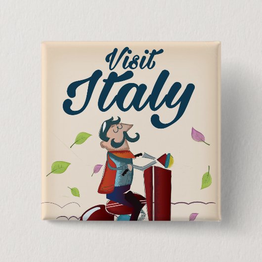 Retro italienischen Cartoon Roller Poster. Button (Vorderseite)