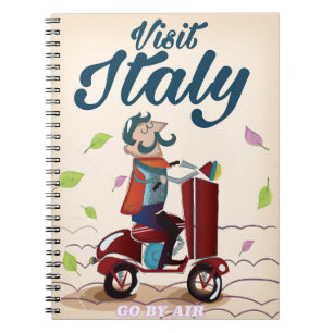 Retro italienisches Cartoon-Roller-Plakat Notizblock