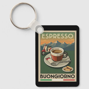 Retro-Italienisches-Espresso-Art-Café Plakat aus d Schlüsselanhänger