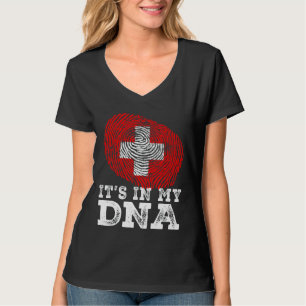 Retro It's in My DNA Switzerland Flag Fingerprint T-Shirt