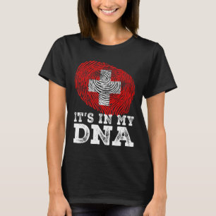 Retro It's in My DNA Switzerland Flag Fingerprint T-Shirt