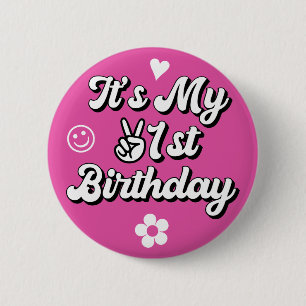 Retro It's my 21. Birthday Hot Pink Button