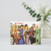 Retro It's Time! Erinnerung Einladungspostkarte (Stehend Vorderseite)