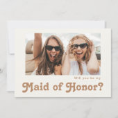 Retro Ivory Foto Trauzeugin Vorschlag Card Einladung (Vorderseite)