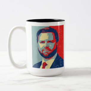 Retro J.D. Vance für Präsident 2028 Vance 2028 Zweifarbige Tasse