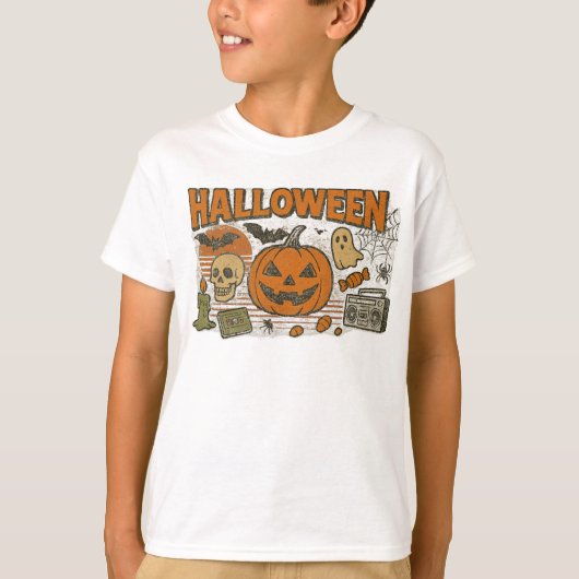 Retro Jack-O’ Lantern Halloween Bekleidung unisex T-Shirt (Vorderseite)