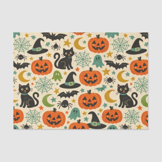 Retro Jack O Lanterns Halloween Seidenpapier (Vorderseite)