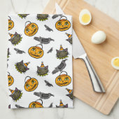 Retro-Jack und Katze Geschirrtuch (Viertel Falte)