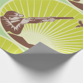 Retro-Jäger schießt Gans Outdoor Geschenkpapier (Ecke)