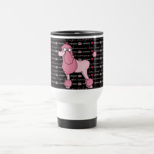 Retro Jahr-rosa Pudel-Reise-Tasse Reisebecher (Mittel)