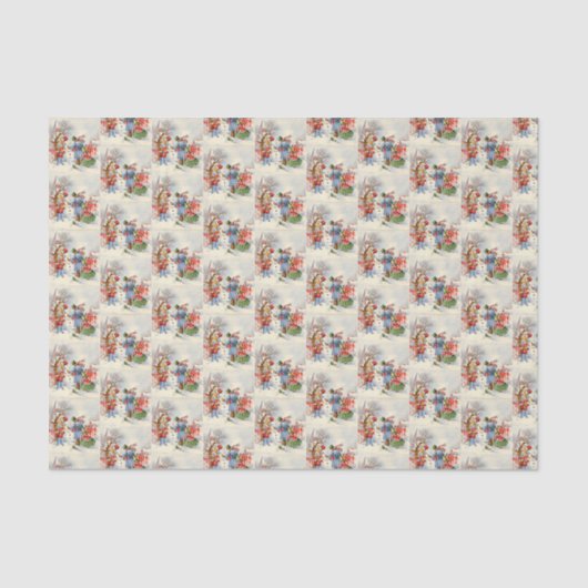 Retro-Jahrgang Weihnachten Familiengekacheltes Par Seidenpapier (Vorderseite)