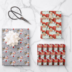 Retro-Jahrgang Weihnachten Geschenkpapier Set