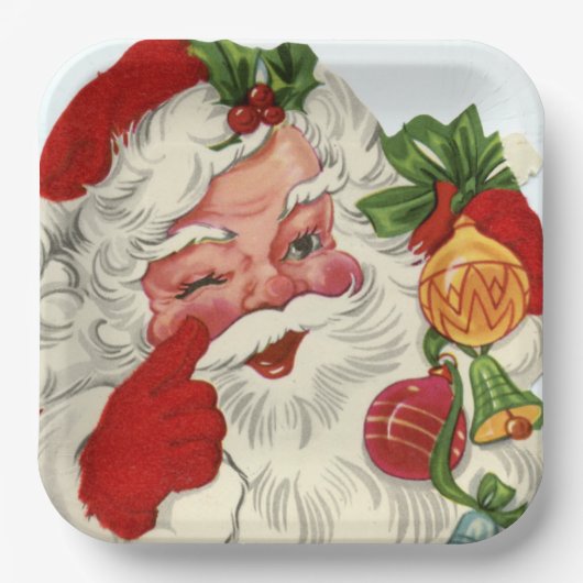 Retro-Jahrgang Weihnachten Pappteller (Vorderseite)