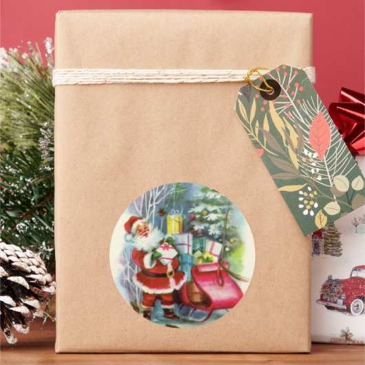 Retro-Jahrgang Weihnachten Runder Aufkleber (Feiertag)