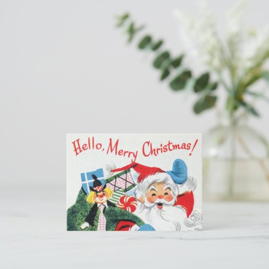 Retro-Jahrgang Weihnachten Visitenkarte (Stehend Vorderseite)