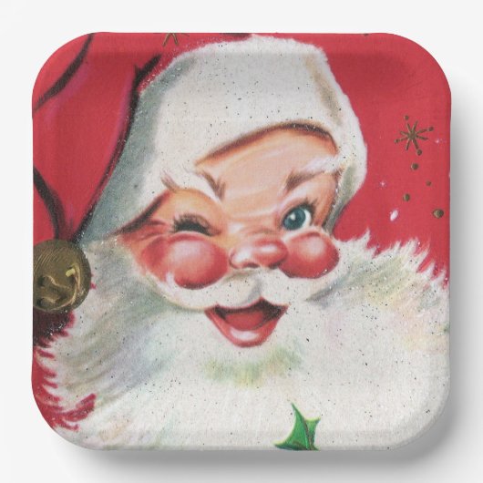 Retro-Jahrgang Weihnachten Weihnachtsfeier Pappteller (Vorderseite)