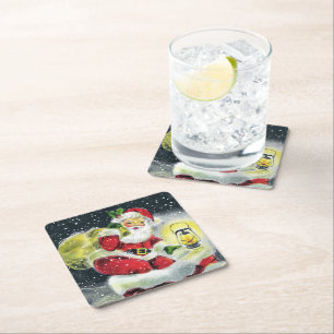 Retro-Jahrgang Weihnachten Weihnachtsfeier  Rechteckiger Pappuntersetzer