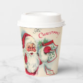 Retro-Jahrgang Weihnachten Weihnachtsfeiertag Pappbecher (Vorderseite)