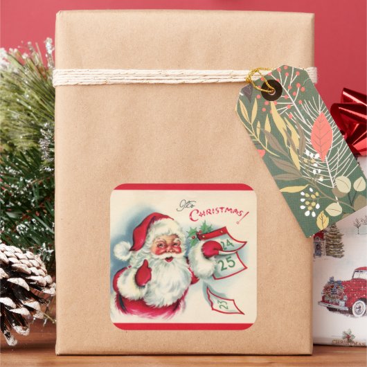 Retro-Jahrgang Weihnachten Weihnachtsfeiertag Quadratischer Aufkleber (Feiertag)