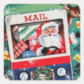 Retro-Jahrgang Weihnachten Weihnachtsfeiertag Quadratischer Aufkleber (Vorderseite)