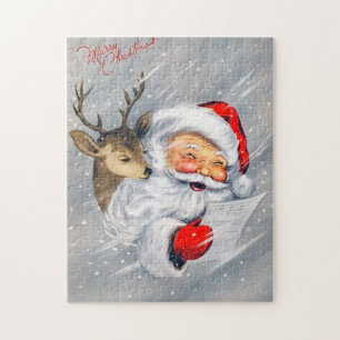 Retro-Jahrgang Weihnachten Weihnachtsfest Rentiere Puzzle