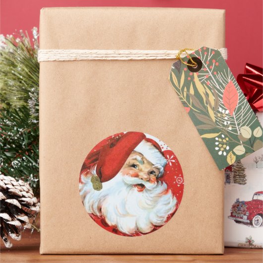 Retro-Jahrgang Weihnachten Weihnachtsfest Runder Aufkleber (Feiertag)