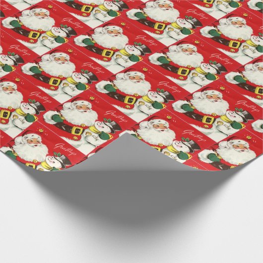 Retro-Jahrgang Weihnachten Weihnachtsmann Geschenkpapier (Ecke)
