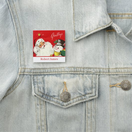 Retro-Jahrgang Weihnachten Weihnachtsmann Name hin Namensschild (Beispiel)