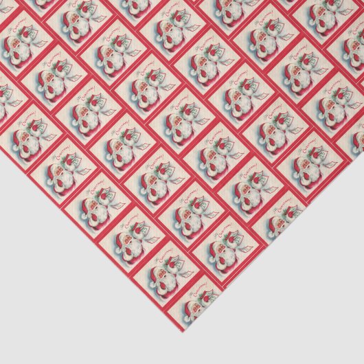 Retro-Jahrgang Weihnachten Weihnachtsmann Party  Seidenpapier (Ausschnitt)