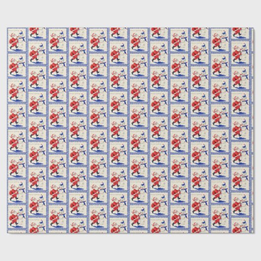 Retro-Jahrgang Weihnachten Weihnachtsschneemann ge Geschenkpapier (Flach)