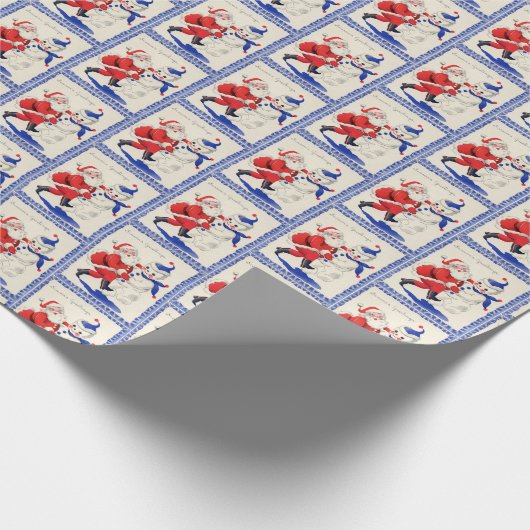 Retro-Jahrgang Weihnachten Weihnachtsschneemann ge Geschenkpapier (Ecke)